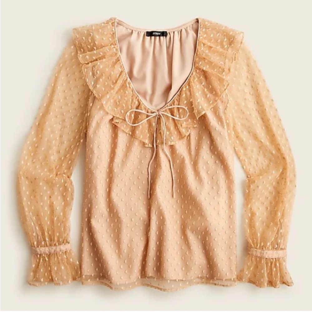 J.Crew Ruffleneck top in clip dot